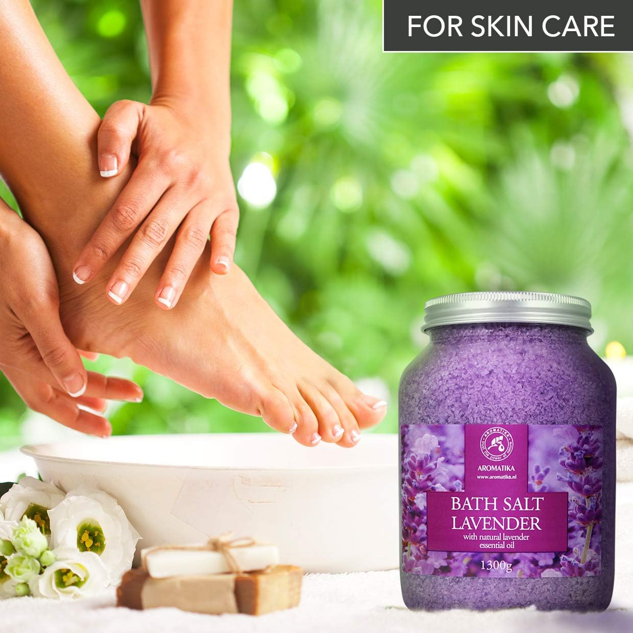 AROMATIKA Lavender Essential Oil Bath Salts, 1300 g Aromatherapy Bath Soak for Sleep & Stress Relief, Calming - Image 5