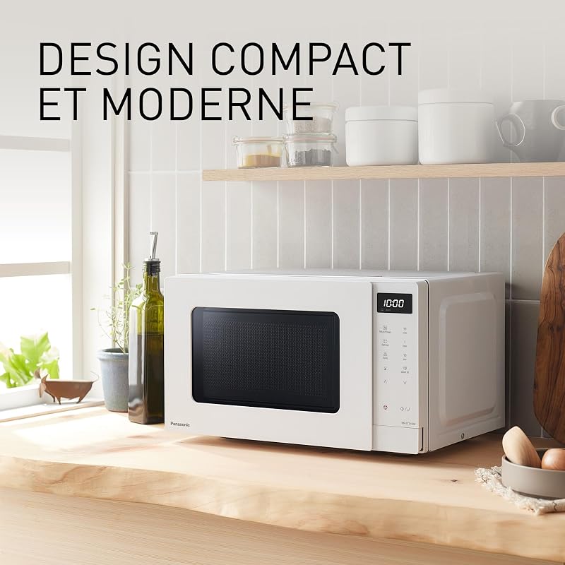 NN-ST21QWEPG Four Micro-Ondes Solo 20L avec Plateau en Verre, 800W, Décongélation Automatique, 11 Programmes Automatiques, Affichage LED, 5 Niveaux de Puissance, Minuterie Numérique, Blanc