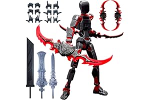 altuco Assembled T13 Action Figure with Multiple Accessories,Black-Red 3D Printed Multi-Jointed Titan 13 Figure,Dummy 13 Desktop Decorative Toy