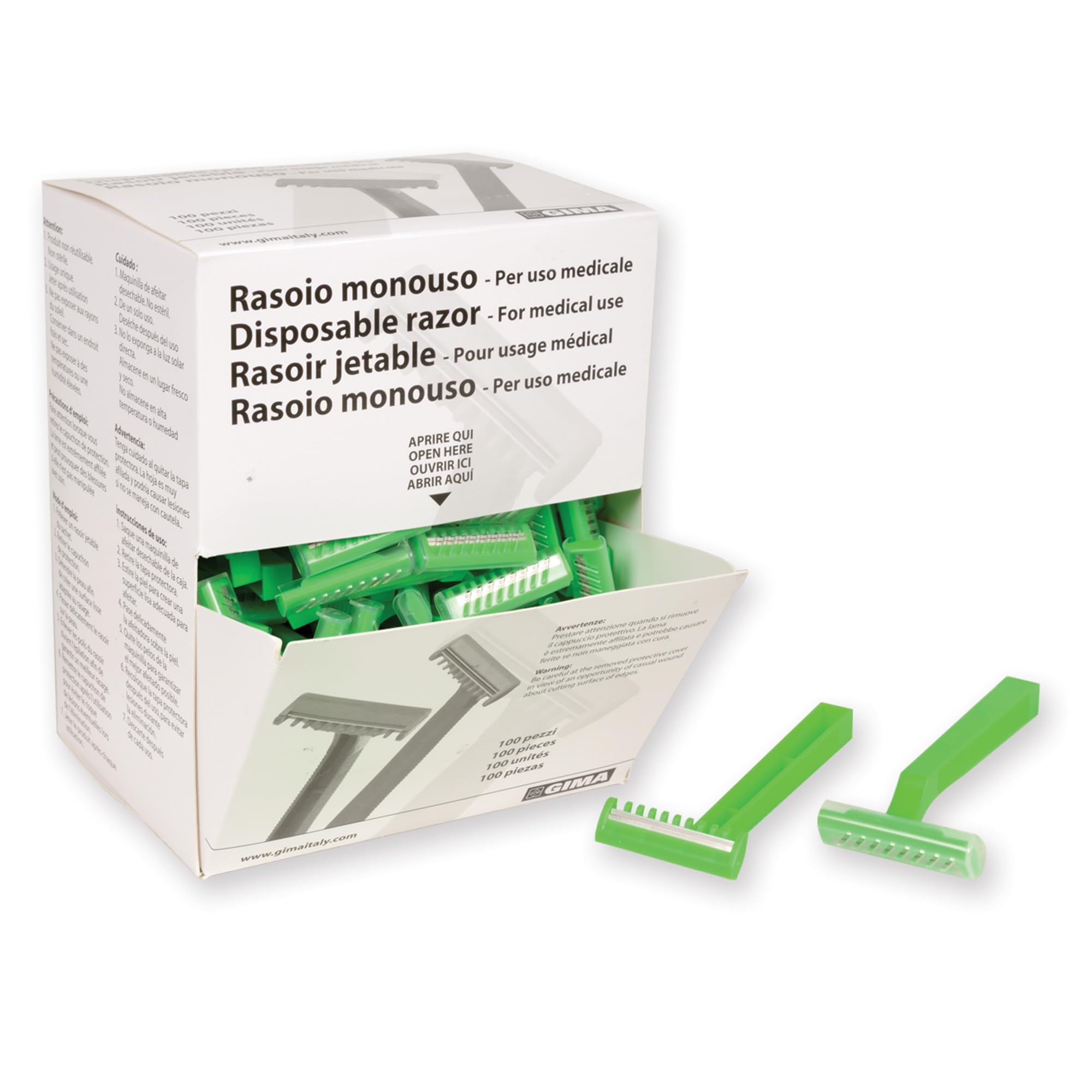 GIMA 27081 Surgical Razors, Double Blade (Pack of 100)-Green