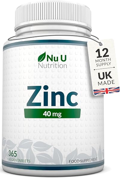 Nu U Nutrition Zinc Tablets 40mg - 365 Vegan Easy Swallow - UK Made