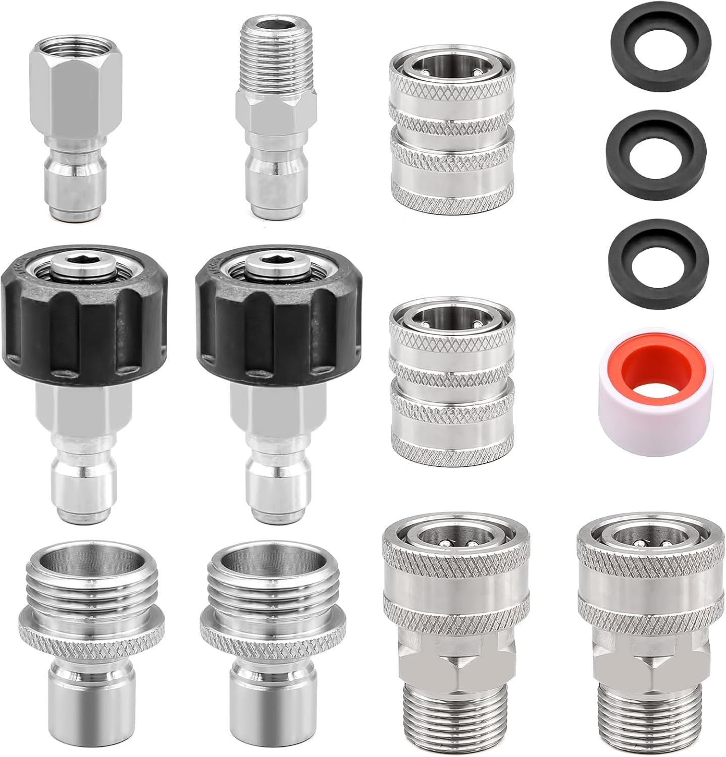 10 Pack Pressure Washer Adapter Set Quick Release Connect Fitting Adapter Kit M22-14mm Swivel to 3/8'' Quick Connect 3/4" to Quick Release