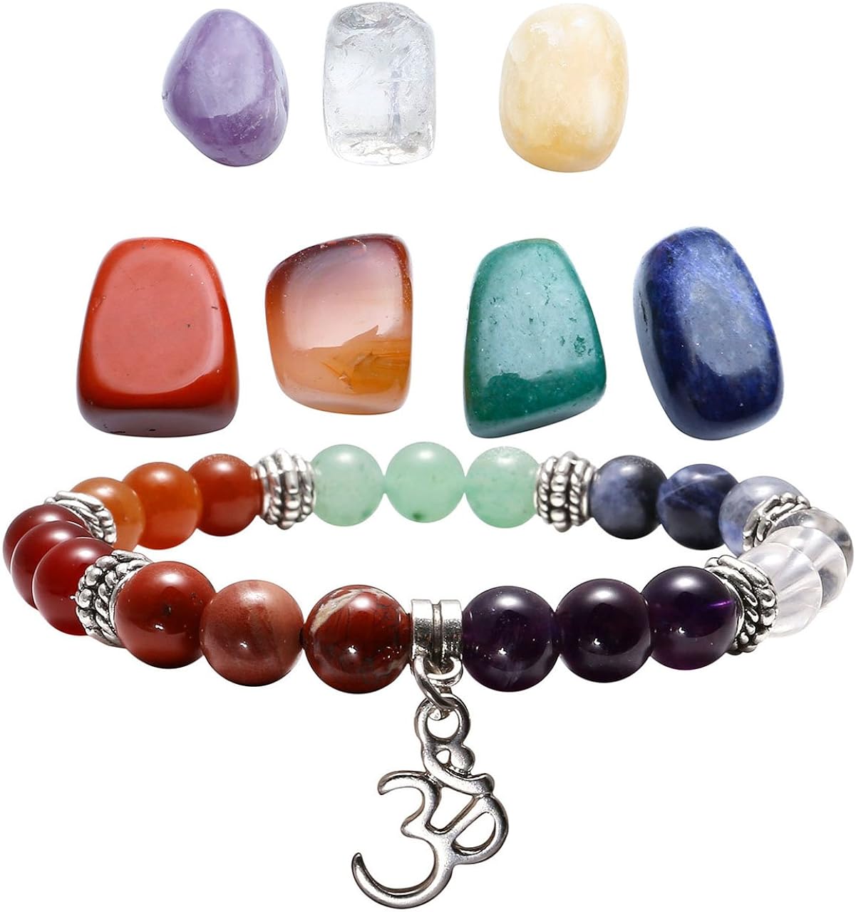 JSDDE Chakra Armband Natursteine - 7 Edelstein Perlen Für Positive Energie