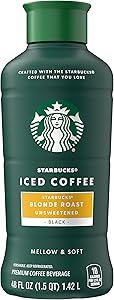 Starbucks Blonde Roast Iced Coffee, Black Unsweetened, 48 Fl Oz Bottle
