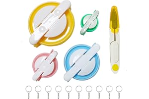 Pompom Makers, CHELIZIYA Pom Poms Maker Tool Set DIY Fluff Ball Weaver with Scissors for DIY Wool Yarn Knitting Craft Project (Key Rings)