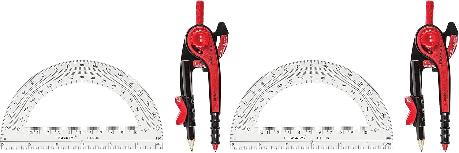 Fiskars 1565901000 Compass and Protractor Set, Color Received May Vary: Home & Kitchen