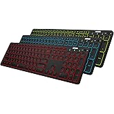 Arteck Universal Backlit 7-Colors & Adjustable Brightness Multi-Device Full Size Wireless Bluetooth Keyboard for Windows, iOS, iPad OS, Android, Computer Desktop Laptop Surface Tablet Smartphone