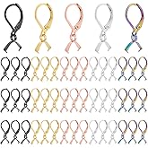 PH PandaHall 75pcs 5 Colors French Earring Hooks Leverback Ear Wires Stainless Steel Earring Hooks with Pendant Clasp Earring Supplies for Women Men DIY Earring Jewelry Making