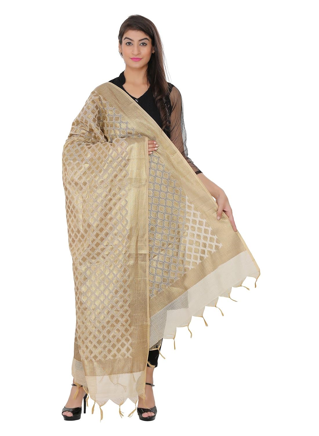  Devam Women's Cotton Silk Banarsi Jacqard Dupatta