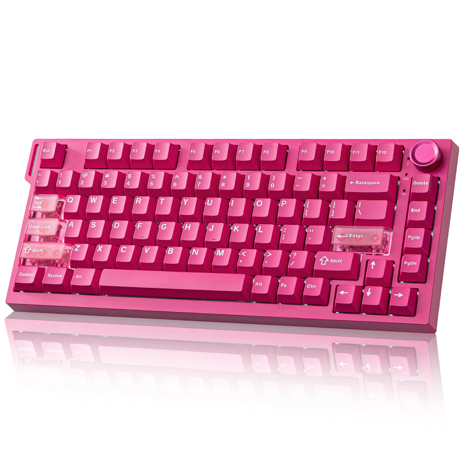 YUNZII RT75 PRO Wireless Gaming Keyboard,Hall Effect Mechanical Rapid Trigger Magnetic Keyboard Bluetooth/USB-C/2.4G Dual 8KHz Polling Rate &128K Scan,RGB Backlit,TGL/SOCD/DKS/MT (Pink,Red Switch)
