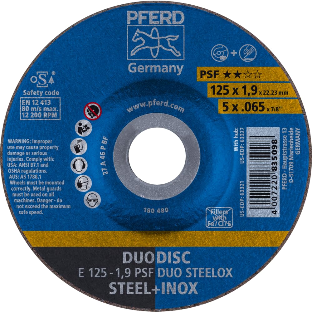 Pferd 62012630 Combination Disc E 125-1.9 A46 P PSF-in Duo