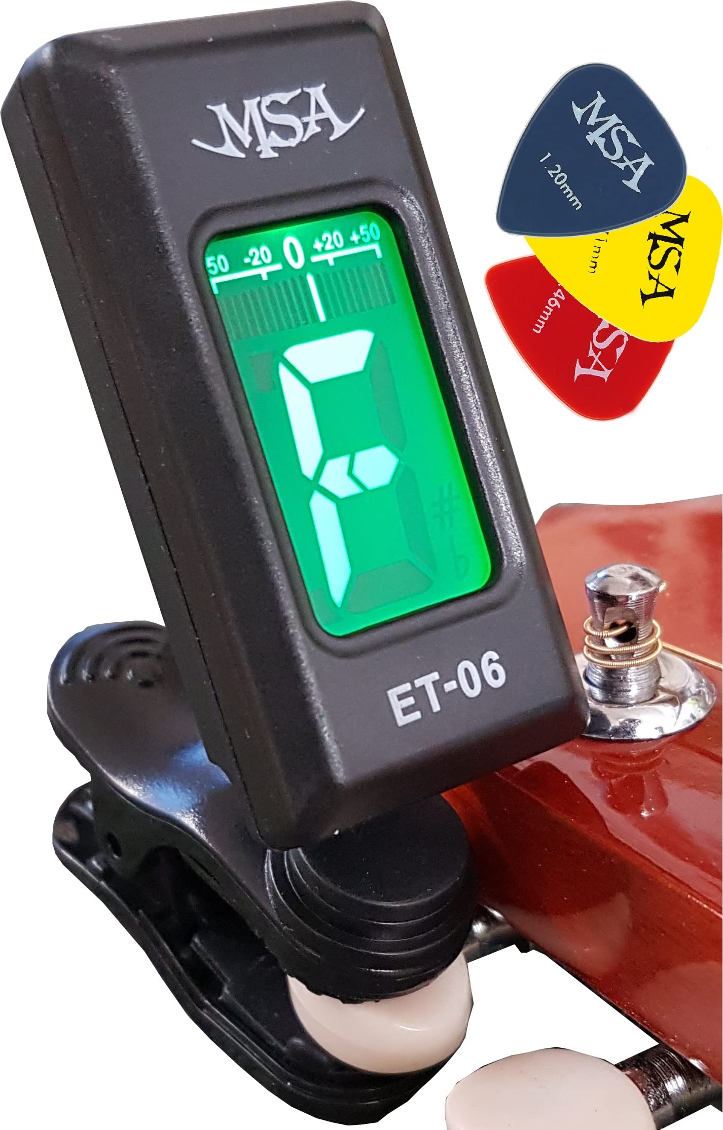 Guitar Tuner Universal Clip Tuner Bass Ukulele Guitar and Much More Chromatic Tuner + 3x Pleks