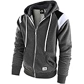 LAIWANG Men's Full Zip Fleece Hoodie zippered Color Block hooded slim Fit Long Sleeve Lightweight Sweatshirt