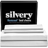 Silvery Restcool™ Silver Infused Bed Sheets Set - Award-Winning Self-Cooling Fabric for Hot Sleepers with Self-Cleaning Technology™ That Stays Fresh 3X Longer (White, Queen)