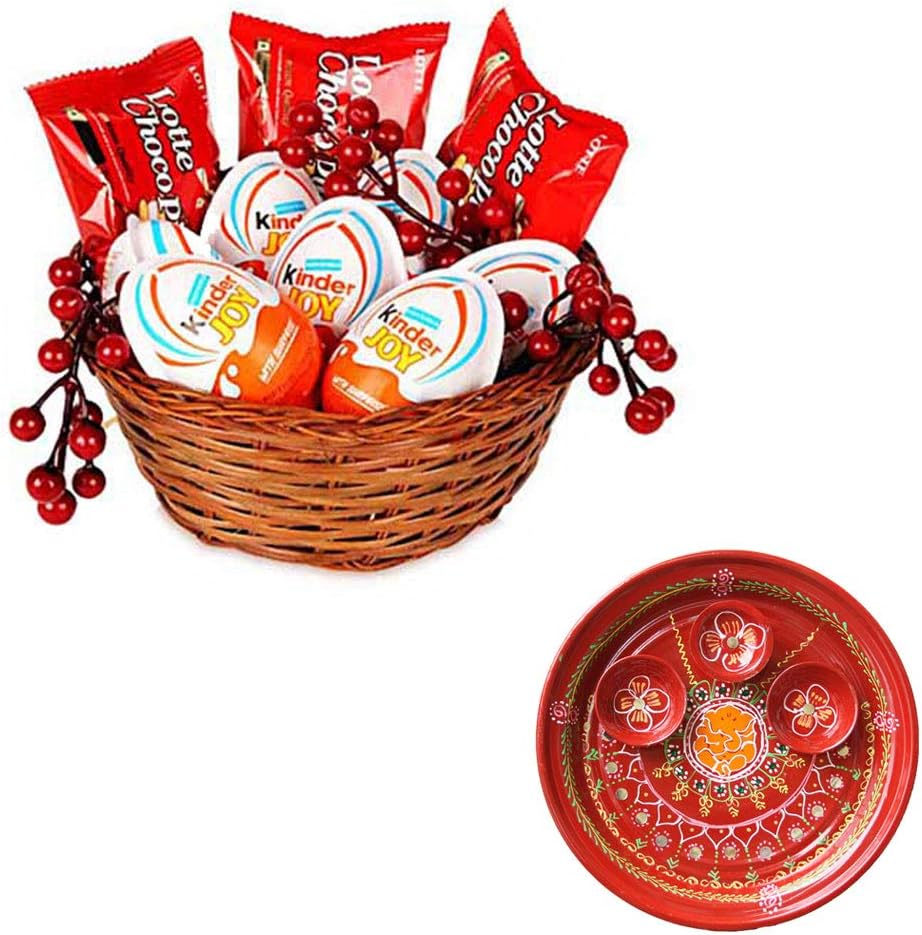SFU E Com SFU E Com Lotte Choco Pie and Kinder Joy Holi Gift Combo | Holi Chocolate Combo Hamper | Holi Pooja Thali | 395