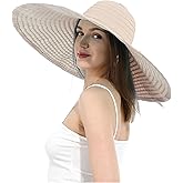 Womens Wide Brim Sun Hat UV Protection Extra Large Floppy Cap Foldable Oversized Beach Hats for Summer UPF 50+