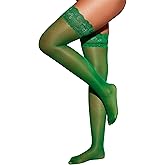 RSLOVE Women's Lace Top Thigh High Sheer Stockings Antiskid Silicone Ultra Shimmery Pantyhose