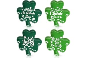 4 Pcs 5.9inch Shamrock Candy Dish Shamrock Shaped Plate Green Platter Lucky Charm Printed Platters Clover Serving Plate For S