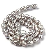 Elecrelive Natural Pearl Beads Polished Small Freshwater Pearls Gray Cultured Loose Gemstone 6-9mm 43pcs/Strand for Earrings Bracelets Necklaces DIY Crafts