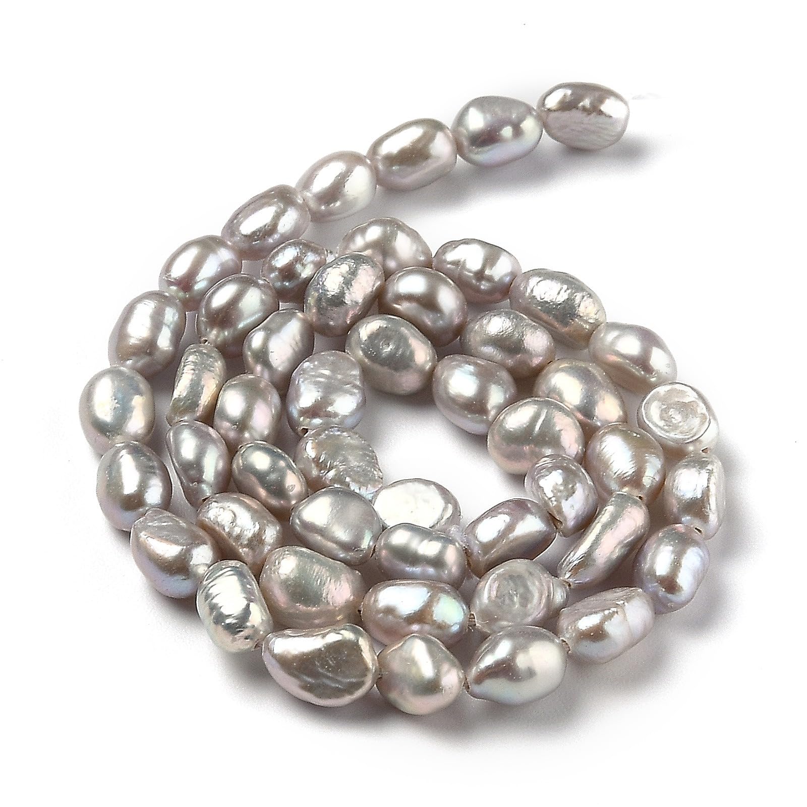 Beadthoven 48pcs Natural Cultured Freshwater Pearl Beads Gray Rice Baroque Freshwater Pearl Beads for Craft Jewelry Making, Hole: 0.5mm — image 1