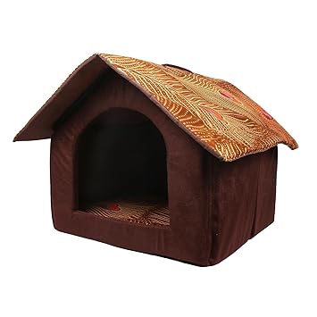 Pets Empire Printer Velvet Fabric Dog House Foldable Pet Hut (Medium, Colour and Design May Vary)