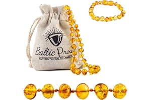 BALTIC PROUD Baltic Amber Necklace and Bracelet Gift Set (Unisex Honey 12.5 Inches/5.5 Inches) - Certified Premium Quality Raw Baltic Sea Amber