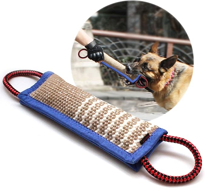 onebarleycorn Beisswurst für Hunde, 30 cm mit Zwei Griffen Jute