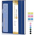 Dotted Notebook, Spiral Notebook Journal 8.5” x 11”, A4 Large Dot Grid Notebooks for Women Men, 100 GSM Dotted Paper, Plastic Hardcover Spiral Bullet Dotted Journals for Work School Sketching, Navy