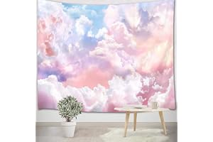 HVEST Pink Cloud Tapestry Colorful Abstract Clouds Natural Landscape Tapestries Wall Hanging for Bedroom Living Room Teen Dorm Indie Decor Poster Blanket,60x40 Inches