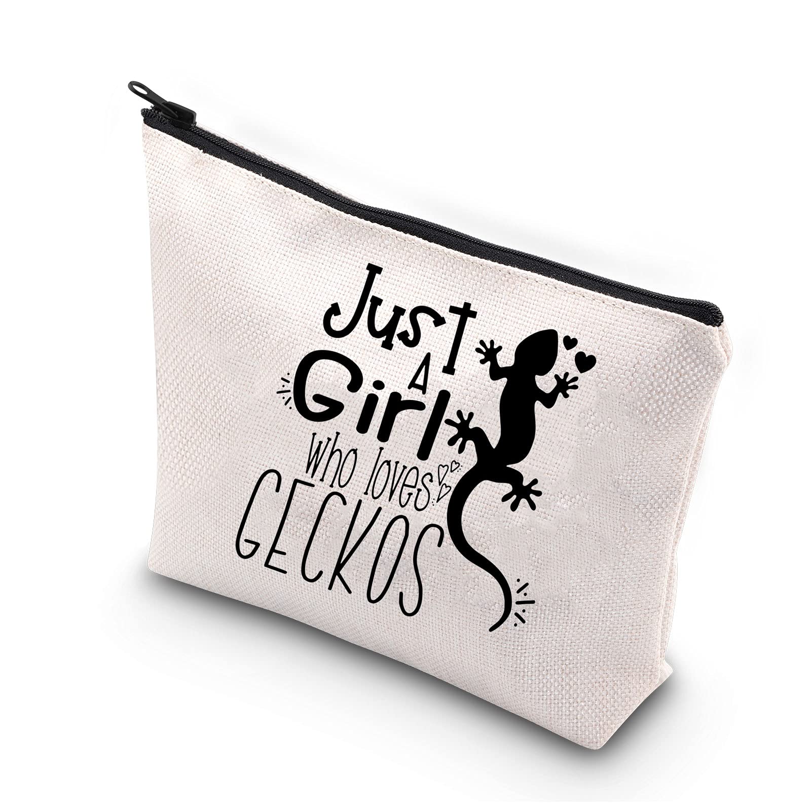 PLITI Lizard Gifts Just a Girl Who Loves Geckos Leopard Lizard Cute Gecko Cosmetic Makeup Bag Tiny Dinosaurs Lover Gift(girl loves GeckosU)