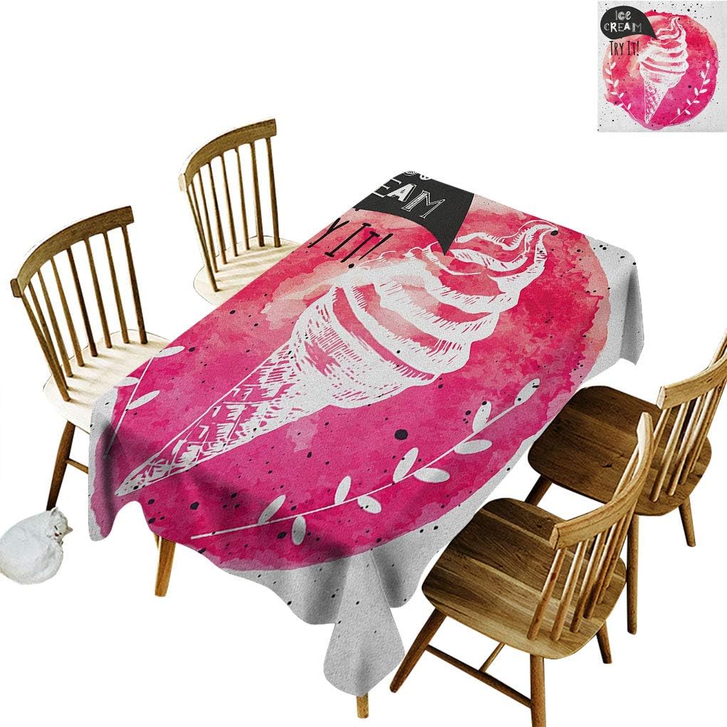 Ice Cream Rectangle Spillproof Fabric Tablecloth, Yummy