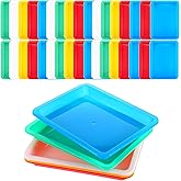 25 Pack Multicolor Plastic Art Trays, Stackable Activity Crafts Trays Organizer for DIY Painting, Beads, Serving Tray for Home Organizing Supply, 5 Colors (9.65 x 7.28 x 1.18 Inch)