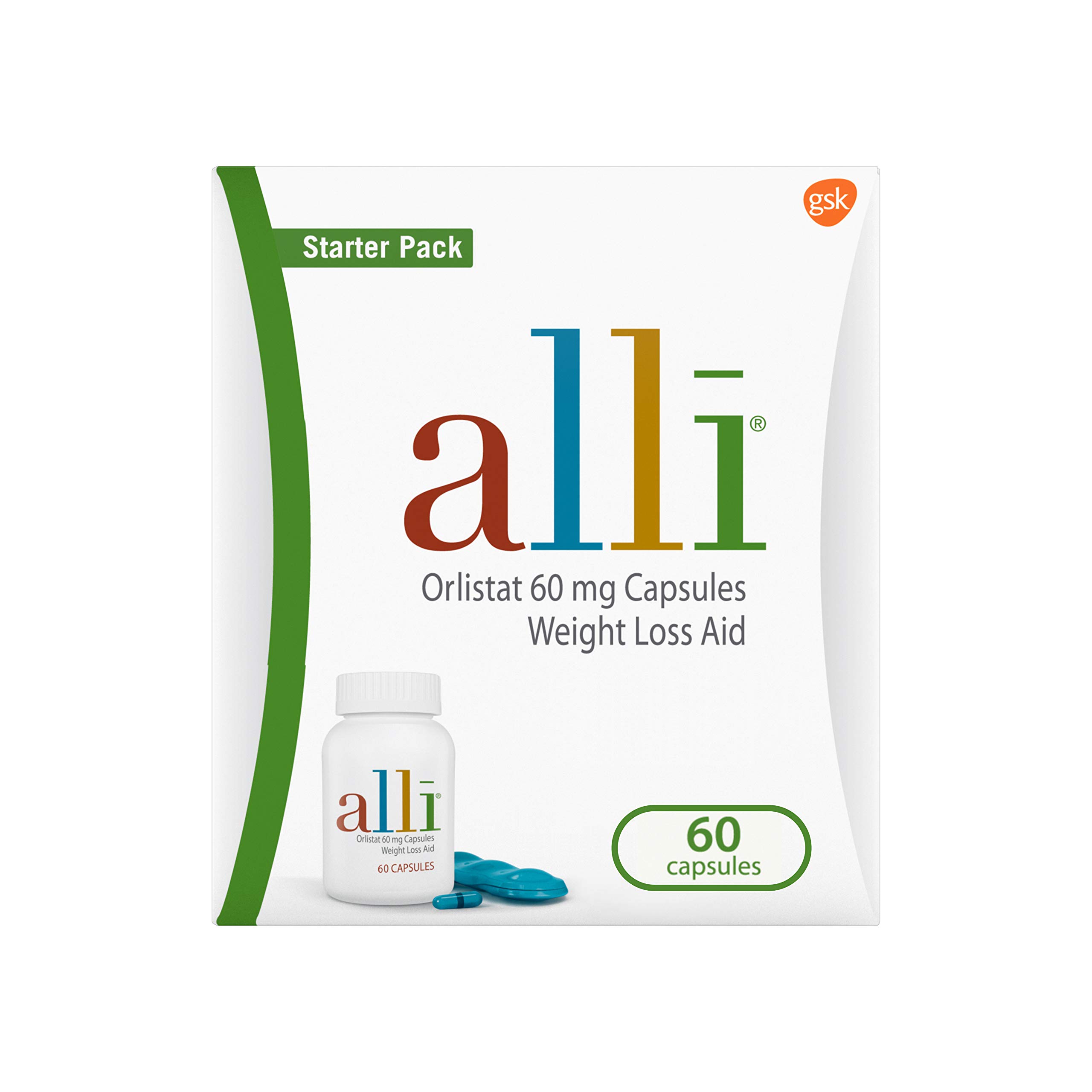 alli Diet Weight Loss Supplement Pills, Orlistat 60mg Capsules Starter