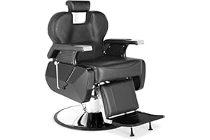 KIIUMI Black Barber Chair, Hydraulic Salon Hair Styling Chair for Barbershop with Adjustable Headrest & Footrest, All Purpose Heavy Duty Barber Chairs for Barbershop Beauty Spa Shampoo Chair Equipment