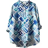 BIVENANT Womens Floral Boho Blouses 3/4 Sleeve Button Down Shirt Oversize Funny Graphic Casual Fall Tunic Tops Plus Size