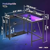 Bestier 106.5CM L-Shaped Gaming Desk RGB Lights 3 Outlets 2 USB Ports view 3