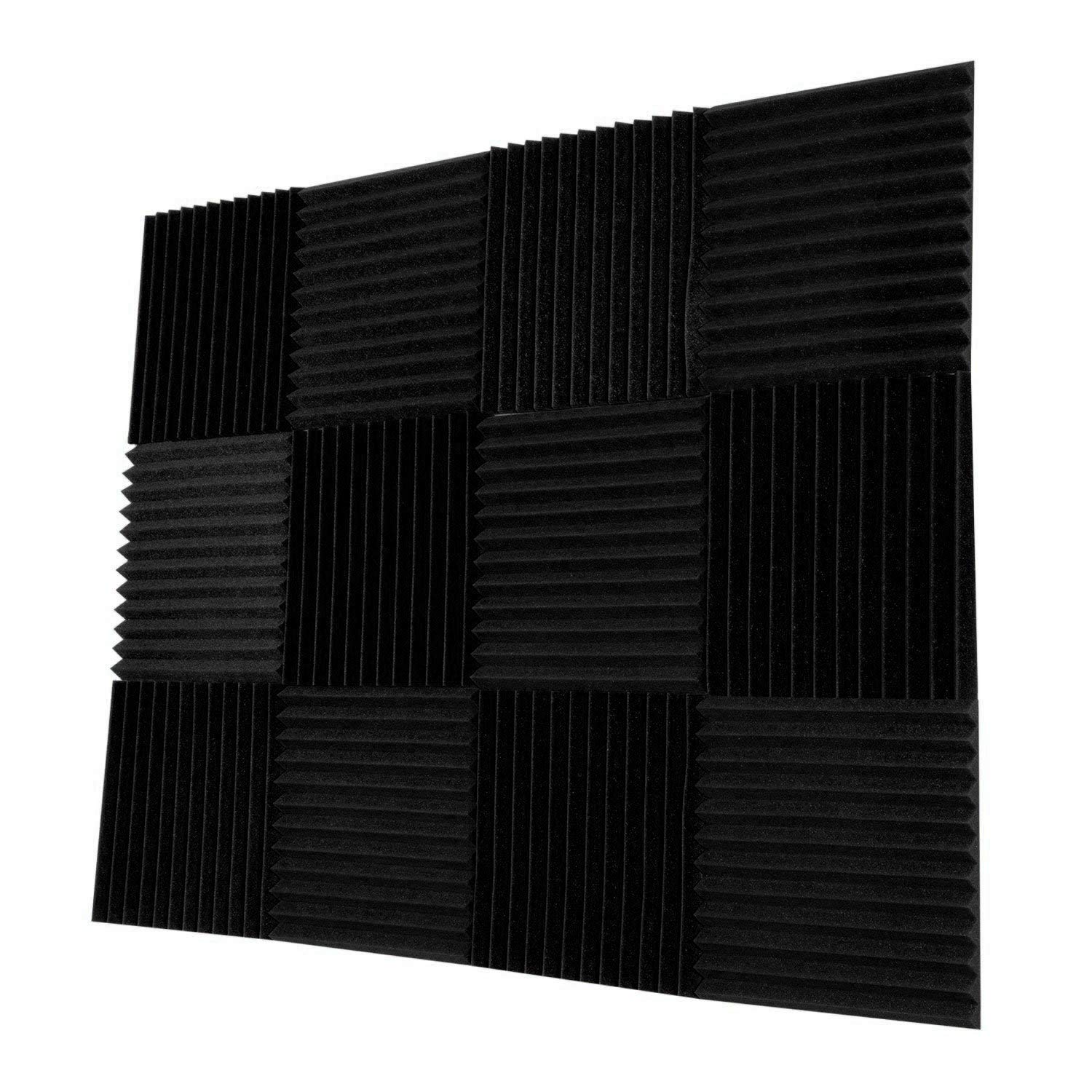 Macabolo 12 Pack Acoustic Foam, 30 * 30cm Soundproofing Foam Wedges Crate Studio Acoustic Soundproofing Tools