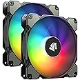 AsiaHorse 140mm Argb Pwm Fan, Double Computer Case Fan with Advanced Hydraulic Bearing for Silent Operation, Standard 140 mm Case Fan with 3 Pin Interface(Black 2pack)