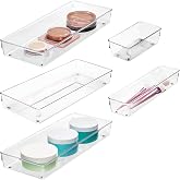 iDesign 5-Piece Kitchen Drawer Organizer Set, Clear | For Kitchen, Counter Top, Pantry