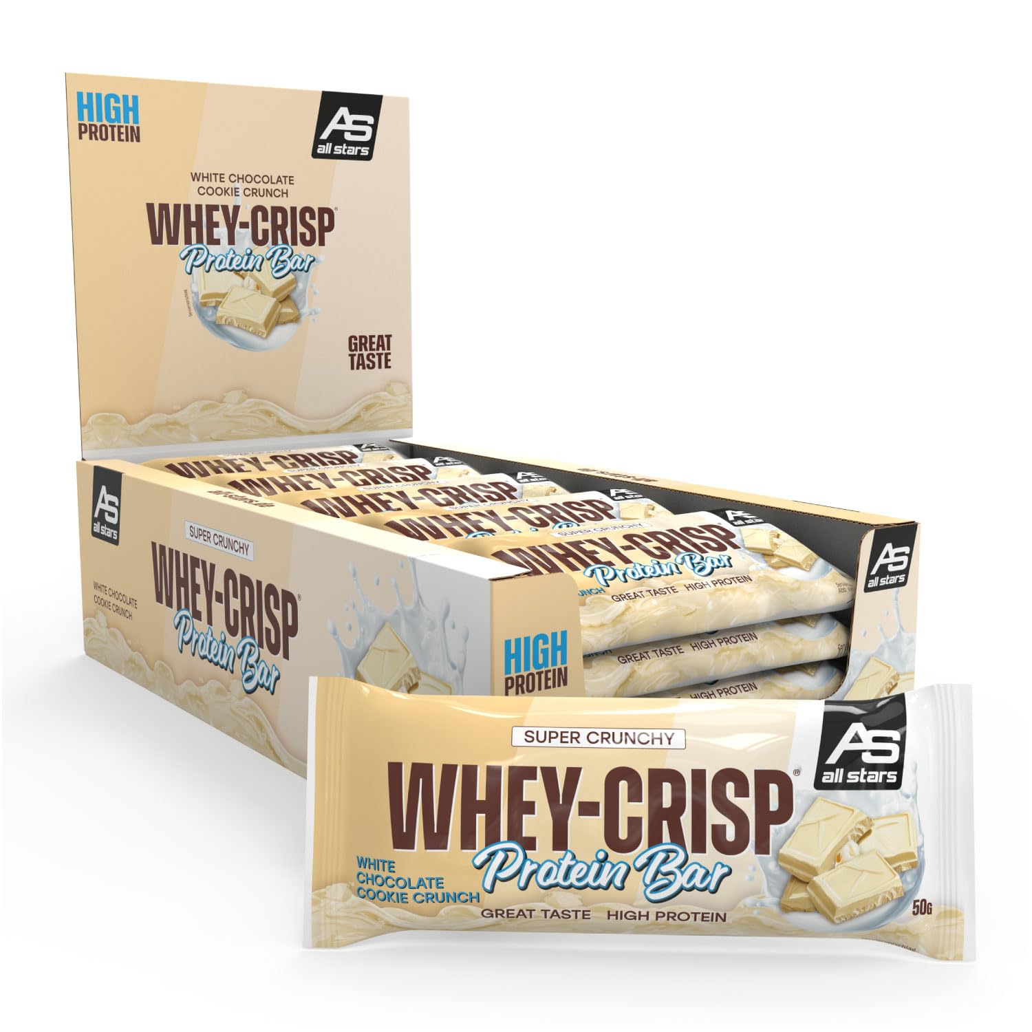 All Stars Whey-Crisp Bar, White Chocolate Cookie Crunch, 25 Pack (25 x 50 g)