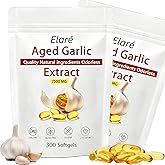 Elare Aged Garlic Extract - 7500mg Odorless, Organic Garlic Extract Capsules | Heart & Immune Antioxidant Supplements, Vegetarian, All-Natural, Non-GMO, 300 Softgels (2 pcs)