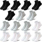 Tsmollyu 15 Pairs Kids Low Cut Socks Half Cushion Sport Ankle Athletic Socks for Boy Girl