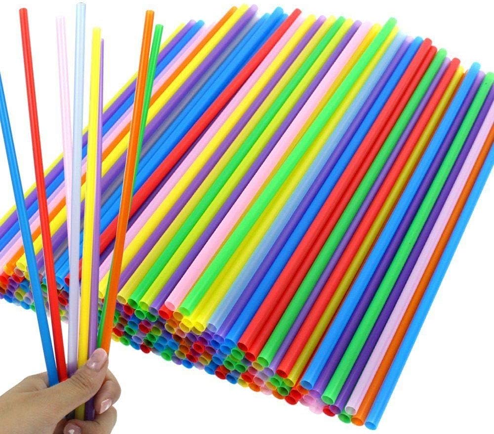 Tomnk 200PCS 10.3 Inch Disposable Color Drinking Straws Plastic Straws