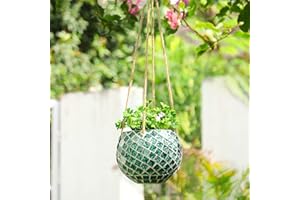 Chonsun Ceramic Hanging Planter Mosaic Hanging Flower Pot Small Plant pot for Indoor Plant Disco Ball Planter with Drainage