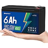 HeyFuture 24V 6Ah LiFePO4 Battery Pack Built-in 10A BMS, Rechargeable Lithium Deep Cycle Battery, for Ride On Toys, Power Wheels, Kids Cars, UPS,Scooter, Lighting