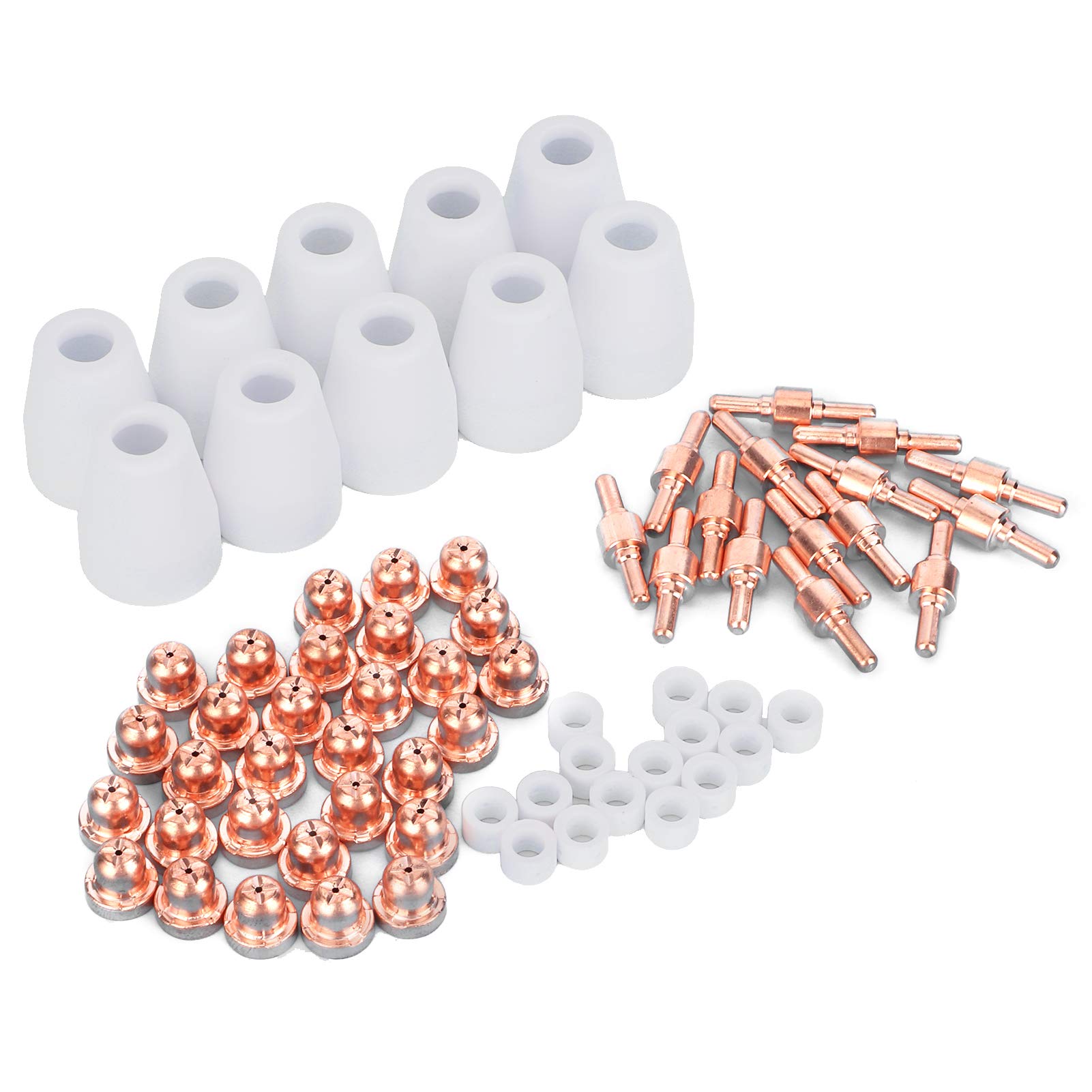 Plasma Cutting Tip, 70Pcs Consumables Electrode Tips Nozzle Plasma Cutter Air Plasma Cutter Consumables Replacement for PT‑31 LG‑40 CUT40 CUT50 Cutting Torch for Electrode Tips Plasma Cutting Tip