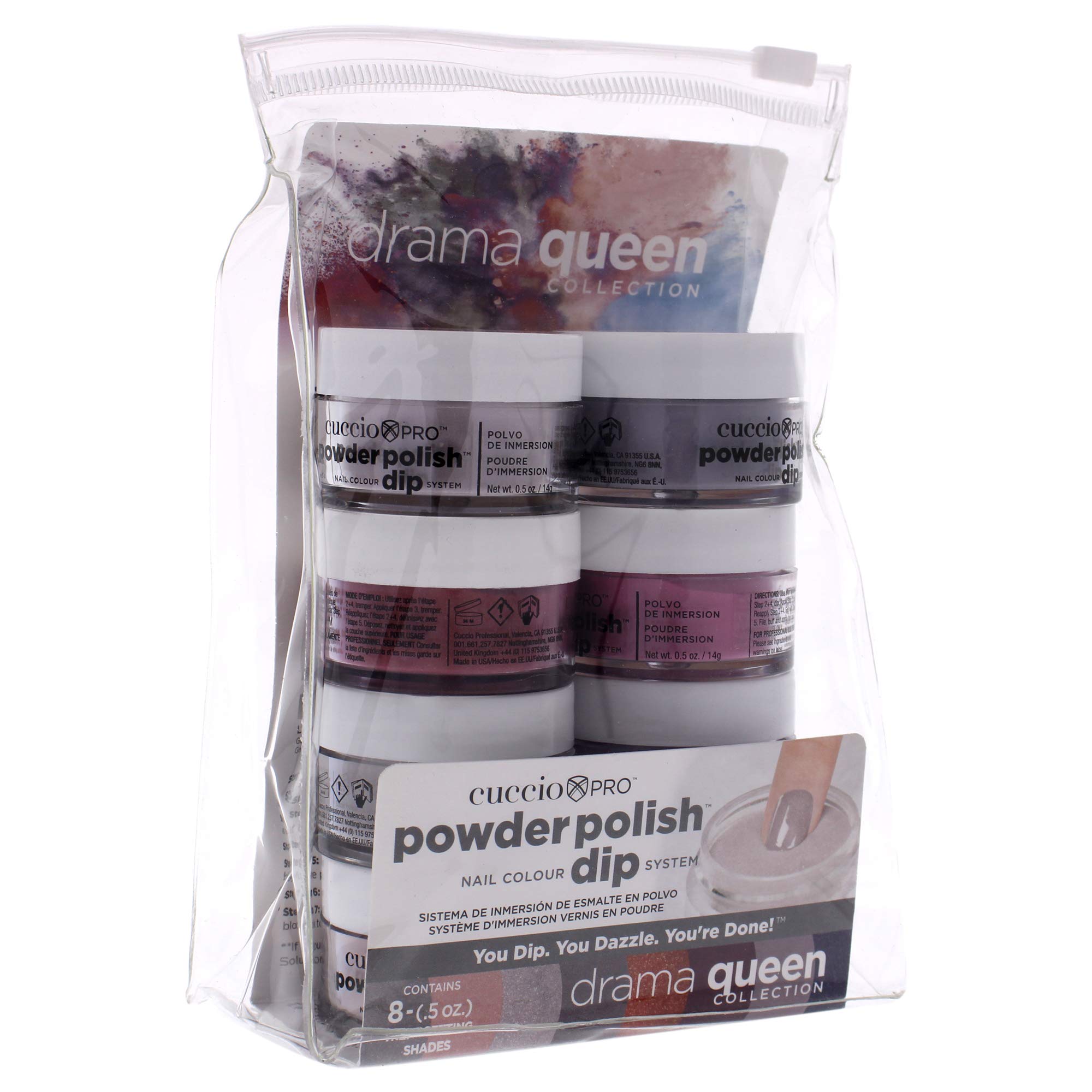 Cuccio - Pro Powder Polish Dip System Drama Queen Collection - for Women - Musk Mist, Plum, Frosty Mauve, Dusty Pluple, Lilac Blossom, Purple Rain, Warm Gray, Cheer Pink - 8 x 0.5 oz โ image 1