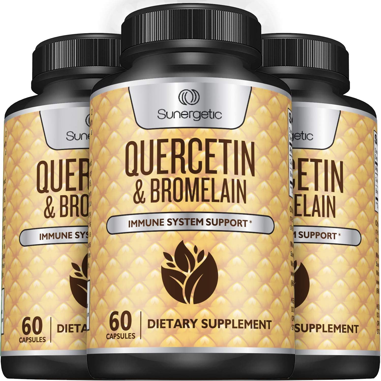 Premium Quercetin & Bromelain Supplement – Powerful Quercetin Bromelain Complex to Help Support Immune System, Cardiovascular Health & Seasonal Support – Quercetin 1000mg Per Serving – 60 Capsules: Health & Personal Care