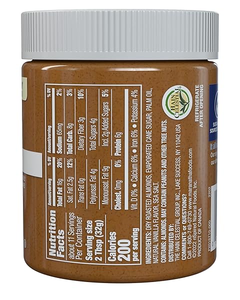 MARANATHA CREAMY ROASTED VANILLA ALMOND BUTTER, NO STIR, 12 OUNCE JAR