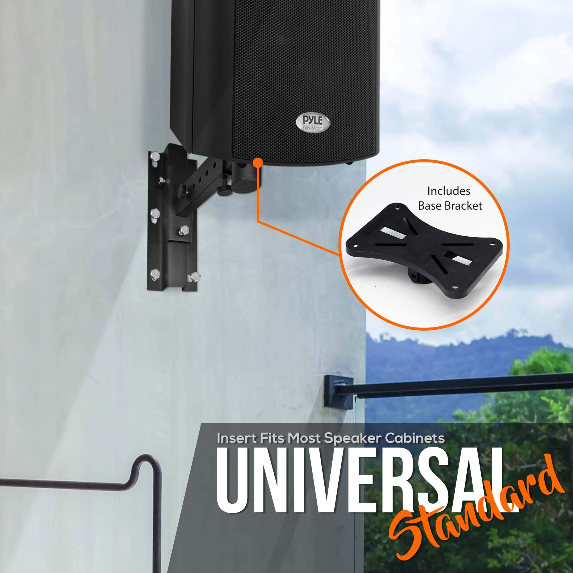 Pyle Mount Speaker Bracket Stands-Dual Universal w/ 12.5'' Distance from Wall, 90°-30° Angle, Tilt, Rotation Adjustment & Solid-Steel Pin Serves as Safety-Stop (Pair) PSTNDW15